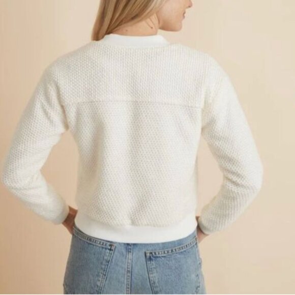 Marine Layer Women's Birdseye Bomber Jacket Natural Cream XL - Picture 3 of 11